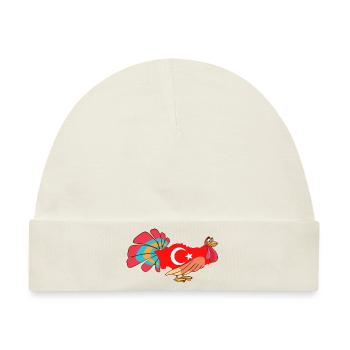 Lustiger Turkey Truthahn - Baby Premium Organic Mütze - Naturweiß - Vorne