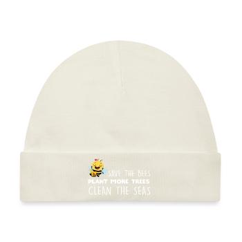 Save the Bees Plant more Trees Clean the Seas - Baby Premium Organic Mütze - Naturweiß - Vorne