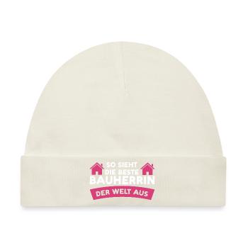 Bauherrin Bauherr Eigenheim Geschenk - Baby Premium Organic Mütze - Naturweiß - Vorne