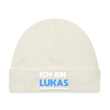Lukas Name Spruch für stolze Lukas - Baby Premium Organic Mütze - Naturweiß - Vorne