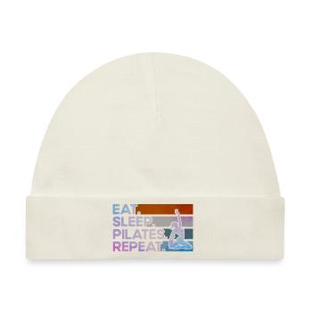 Pilates Eat Sleep Pilates Repeat Geschenk - Baby Premium Organic Mütze - Naturweiß - Vorne