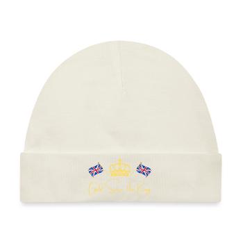 Britischer König Krönung Charles England Flagge - Baby Premium Organic Mütze - Naturweiß - Vorne
