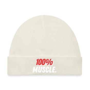 100 % Muscle. - Baby Premium Organic Mütze - Naturweiß - Vorne