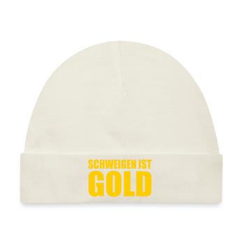 schweigen ist gold - Baby Premium Organic Mütze - Naturweiß - Vorne