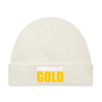schweigen ist gold - Baby Premium Organic Mütze - Naturweiß - Vorne