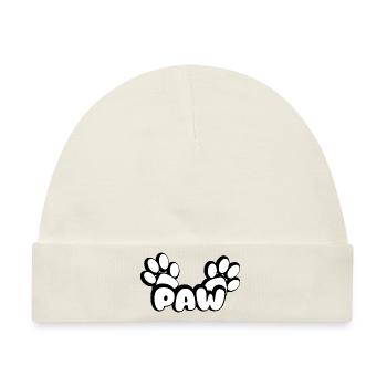 Paw Katzenpfoten Design mit zwei Pfötchen - Baby Premium Organic Mütze - Naturweiß - Vorne