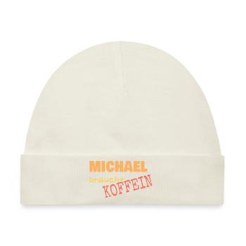 Geschenk für Michael - Baby Premium Organic Mütze - Naturweiß - Vorne