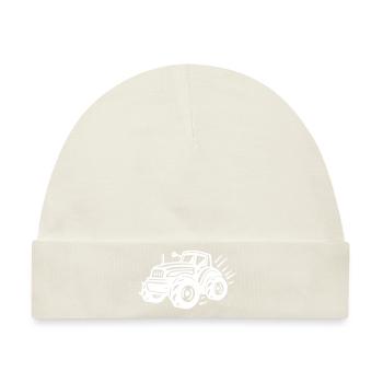Traktor Landwirt Silhouette Trekker - Baby Premium Organic Mütze - Naturweiß - Vorne