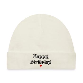Geburtstag, Happy Birthday, Gratulation, Wünsche - Baby Premium Organic Mütze - Naturweiß - Vorne