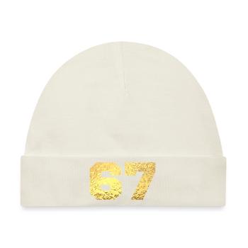 Nummer 67 Gold Glitter - 67. Jahrestag - Baby Premium Organic Mütze - Naturweiß - Vorne