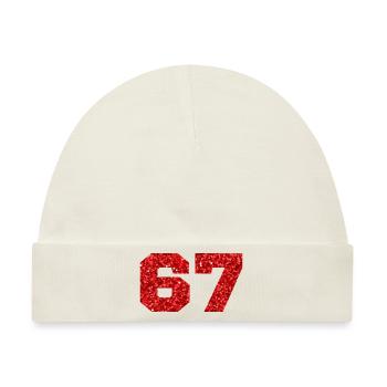 Nummer 67 Roter Glitzer - 67. Geburtstag - Baby Premium Organic Mütze - Naturweiß - Vorne