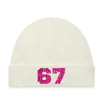 Nummer 67 Pink Glitter - 67. Geburtstag - Baby Premium Organic Mütze - Naturweiß - Vorne