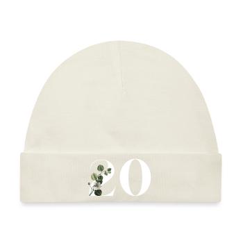 Nummer 20 Blumengrün -20. Geburtstag Blumen - Baby Premium Organic Mütze - Naturweiß - Vorne