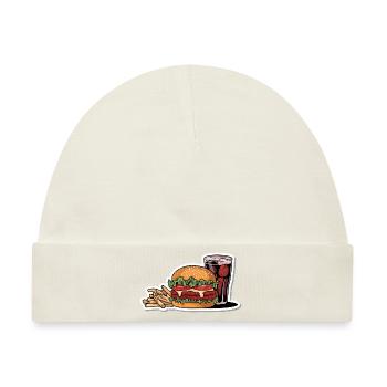 HAMBURGER FAST FOOD SNACK BUN BURGER - Baby Premium Organic Mütze - Naturweiß - Vorne
