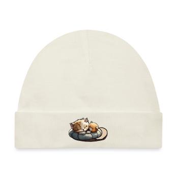 Sleepy Cat - Baby Premium Organic Mütze - Naturweiß - Vorne