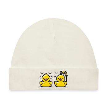 Quietscheenten Badeenten - Baby Premium Organic Mütze - Naturweiß - Vorne
