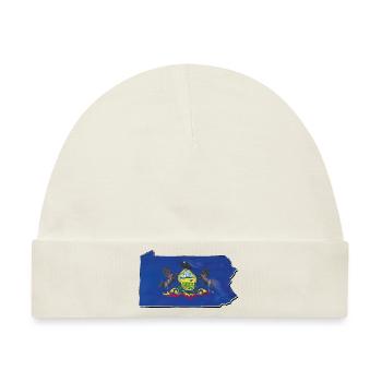 Pennsylvania Flagge in der Pennsylvania Landkarte - Baby Premium Organic Mütze - Naturweiß - Vorne