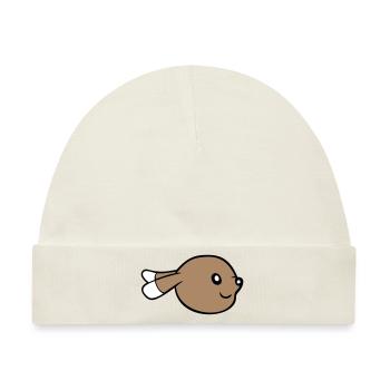 Hase Gesicht guckt seitlich Profil Seitenansicht - Baby Premium Organic Mütze - Naturweiß - Vorne