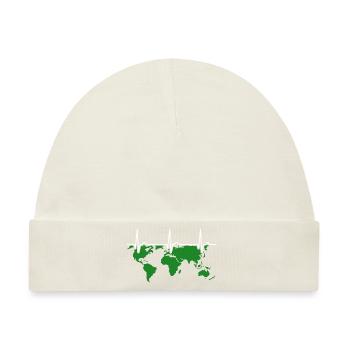 Erde - Kontinente - Umweltschutz - Herzkurve - EKG - Baby Premium Organic Mütze - Naturweiß - Vorne