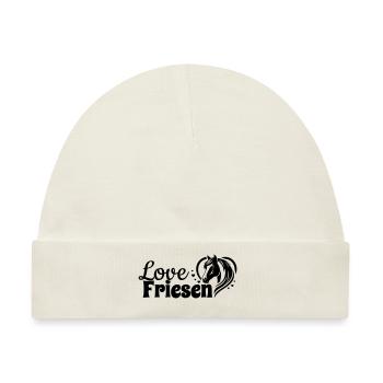 Friesen Love Herz Pferdekopf - Baby Premium Organic Mütze - Naturweiß - Vorne