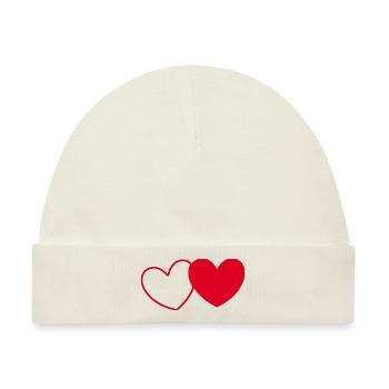 rotes Herz rot Herzen rot Herz Geschenk Muttertag - Baby Premium Organic Mütze - Naturweiß - Vorne