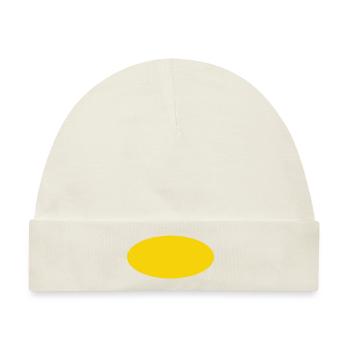 Hintergrund Oval Gelb - Baby Premium Organic Mütze - Naturweiß - Vorne