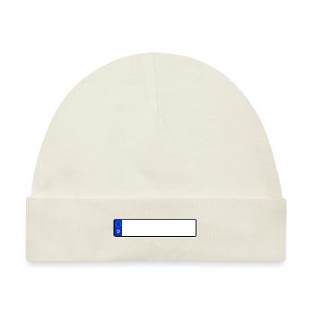 Nummernschild Blanko Individuell Geschenk Idee - Baby Premium Organic Mütze - Naturweiß - Vorne