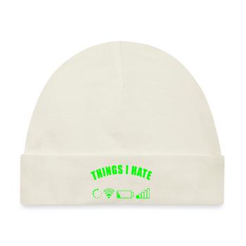 THINGS I HATE GESCHENK DIGITAL INTERNET NETZ AKKU - Baby Premium Organic Mütze - Naturweiß - Vorne