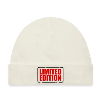 Limited Edition besonders einzigartig Unikat Juwel - Baby Premium Organic Mütze - Naturweiß - Vorne