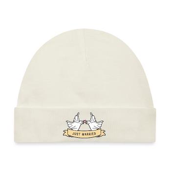 Just Married Hochzeit - Baby Premium Organic Mütze - Naturweiß - Vorne