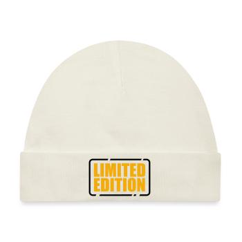 Limited Edition besonders einzigartig Unikat Juwel - Baby Premium Organic Mütze - Naturweiß - Vorne