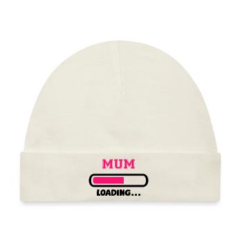 [HD] Mum Loading - Baby Premium Organic Mütze - Naturweiß - Vorne