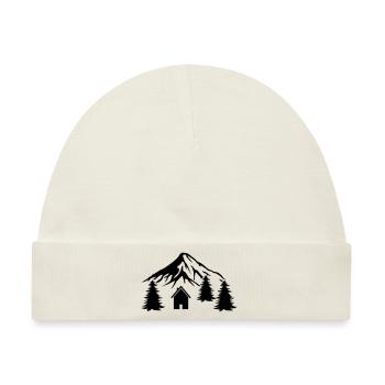 hütte berge - Baby Premium Organic Mütze - Naturweiß - Vorne