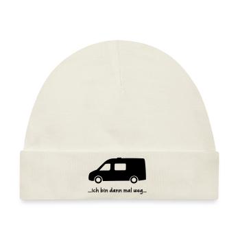 Sprinter Van Life Bus schwarzer Schriftzug - Baby Premium Organic Mütze - Naturweiß - Vorne