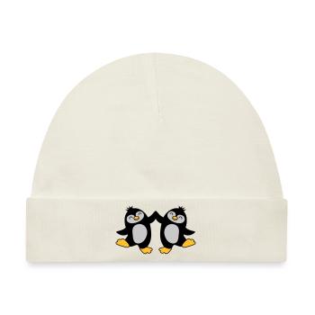 High Five Begrüßung Pinguine - Baby Premium Organic Mütze - Naturweiß - Vorne