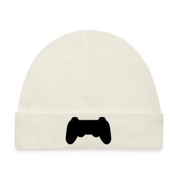 Silhouette Konsole Retro Controller - Baby Premium Organic Mütze - Naturweiß - Vorne