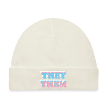 Sie / Sie Pronomen trans nicht-binär agender LGBT - Baby Premium Organic Mütze - Naturweiß - Vorne