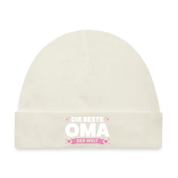 Oma Großmutter Omi Geschenk - Baby Premium Organic Mütze - Naturweiß - Vorne