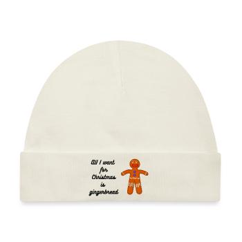 Lebkuchen Weihnachtsdesign, Gingerbread - Baby Premium Organic Mütze - Naturweiß - Vorne