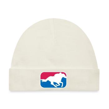 Rennpferd reiten Reitsport Pferde lustige Geschenk - Baby Premium Organic Mütze - Naturweiß - Vorne