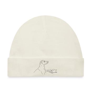 Jack Russell Terrier mit Hand - Baby Premium Organic Mütze - Naturweiß - Vorne