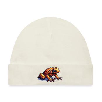 Pfeilgiftfrosch in cooler retro Pixelgrafik - Baby Premium Organic Mütze - Naturweiß - Vorne