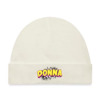 Donna Benutzerdefinierter Name Comic-Stil Pop-Art, Donna - Baby Premium Organic Mütze - Naturweiß - Vorne