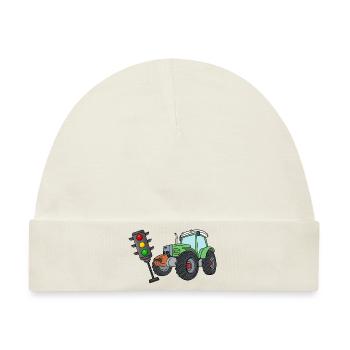 Ein Traktor fährt die Ampel um Ampel muss weg - Baby Premium Organic Mütze - Naturweiß - Vorne