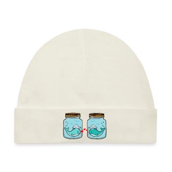 Wal Fische Liebe Trennung Liebeskummer Tränen - Baby Premium Organic Mütze - Naturweiß - Vorne