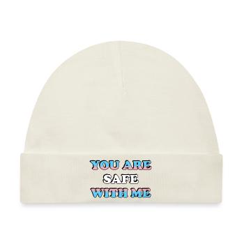 Du bist sicher mit mir Trans-Flagge - Baby Premium Organic Mütze - Naturweiß - Vorne