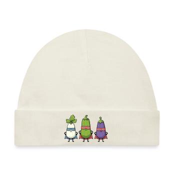 Gemüse Helden Aubergine Zucchini Rettich Superheld - Baby Premium Organic Mütze - Naturweiß - Vorne
