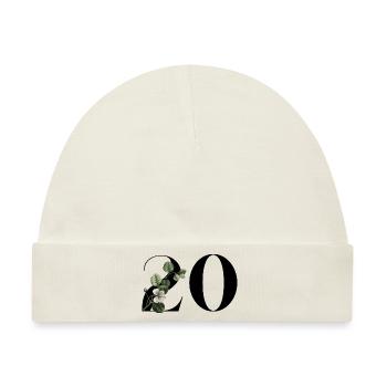 Nummer 20 Blumengrün -20. Geburtstag Blumen - Baby Premium Organic Mütze - Naturweiß - Vorne