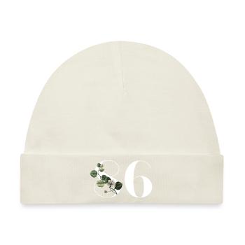 Nummer 86 Blumengrün - 86. Blumengeburtstag - Baby Premium Organic Mütze - Naturweiß - Vorne