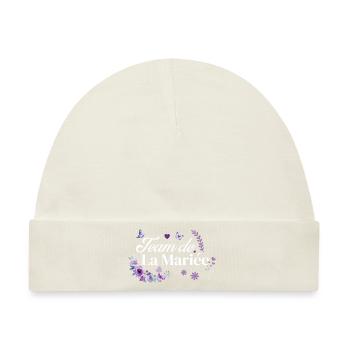 Lila Blumen Braut Team - Baby Premium Organic Mütze - Naturweiß - Vorne